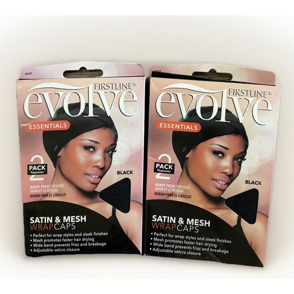 Firstline Evolve Satin & Mesh Wrap Caps Black 2 Pack Bundle 2 Boxes 4 Caps NEW